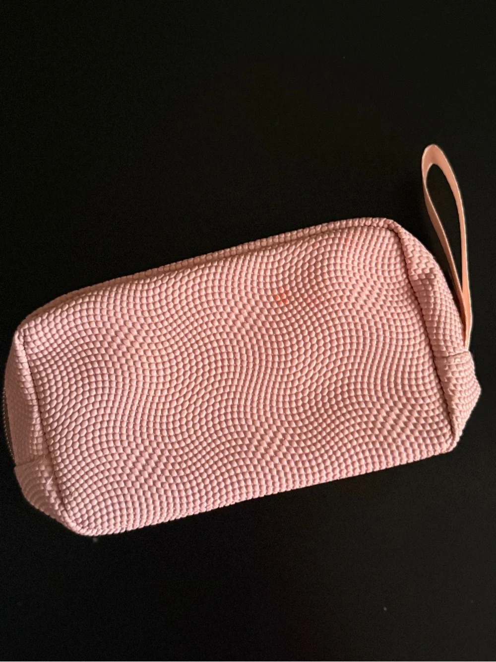 MAC Cosmetics Blush Pink Textured Wristlet Pouch with Gold Logo